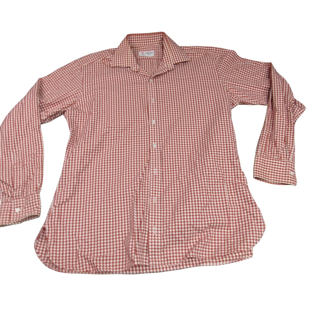 Turnbull & Asser Mens Red Gingham Check Cotton Button Down Shirt Made in England